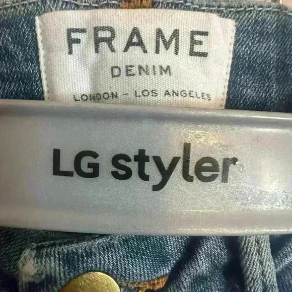 Frame Denim Le Crop Mini Bootcut Raw Hem Jeans Size 26 Blue jeans detail on leg - Picture 4 of 9